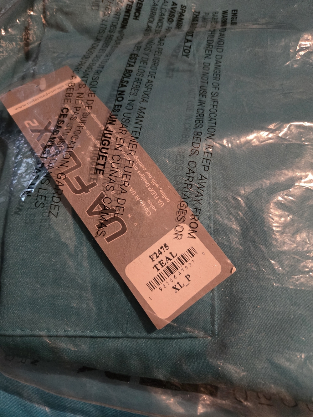 Uniform Advantage Teal Flex Scrub Pants, XLP.